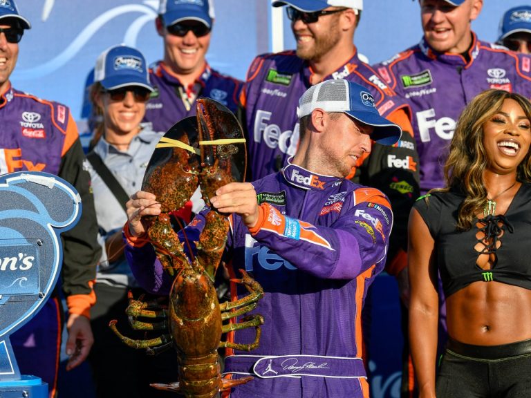 Denny Hamlin freaked out by 22lb live lobster after winning New