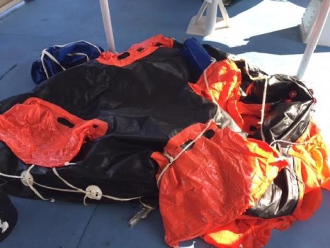 life raft, believed to be from a fishing trawler that has gone missing.